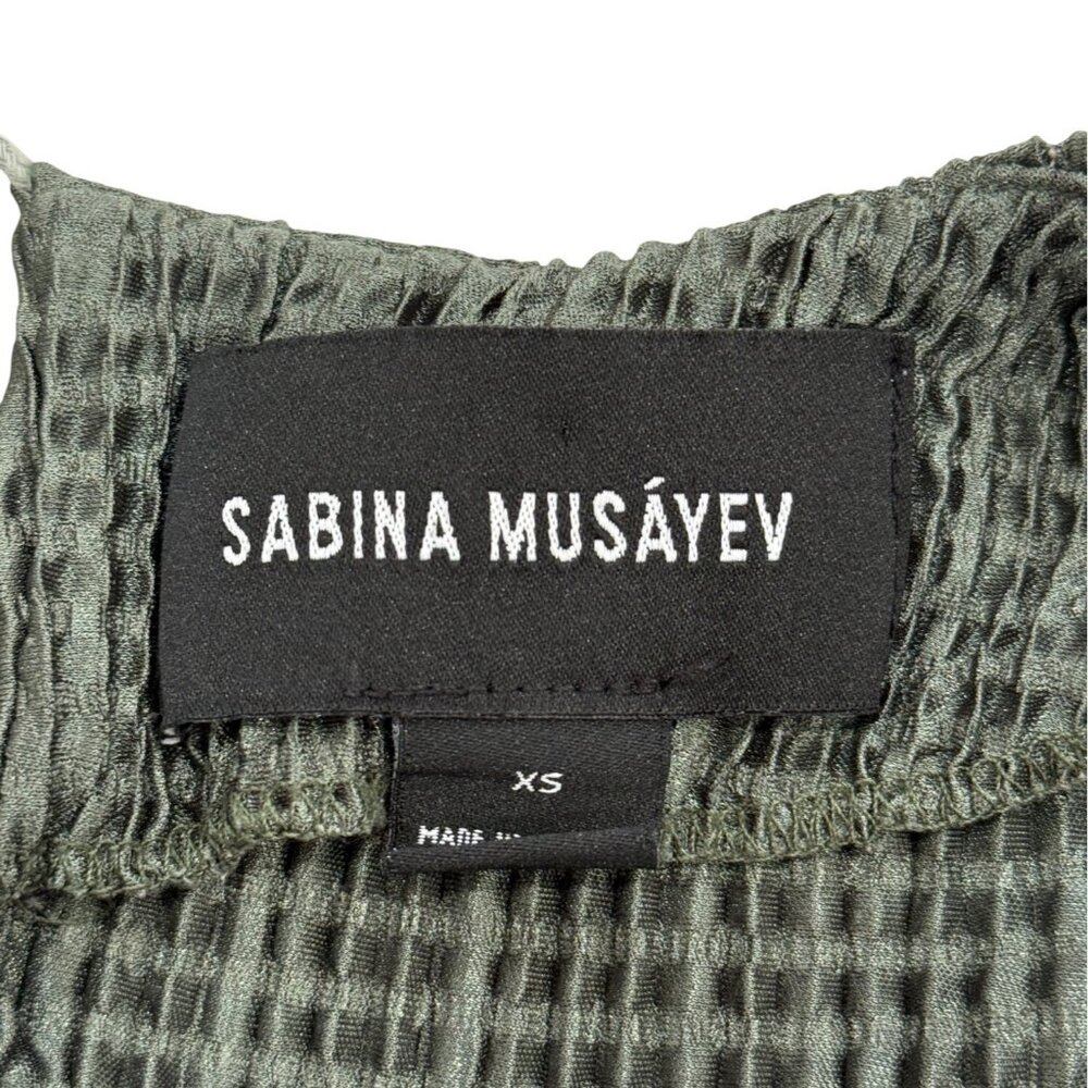 Sabina Musayev Anthropologie Womens XS Maxi Dress Moss Green Textured Crinkle - Picture 4 of 6